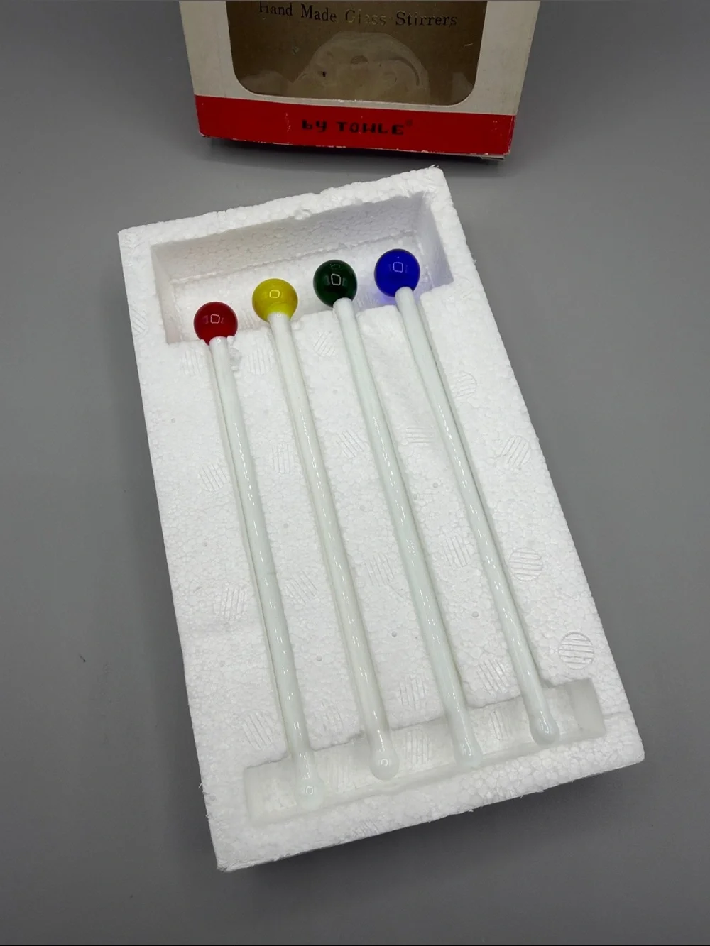 Katja Colorforms Hand Made Glass Stirrers Multi Color Towle No 7120 Small Ball